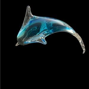 Crystal 9.5” blue dolphin art glass figurine 24 cm